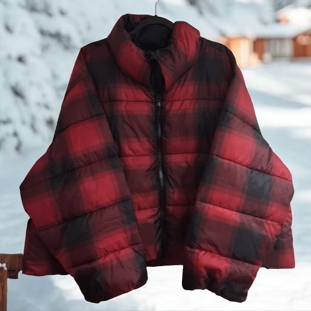 OLD NAVY RED AND BLACK BUFFALO PLAID PUFFER JACKET SIZE XXL - Picture 2 of 10